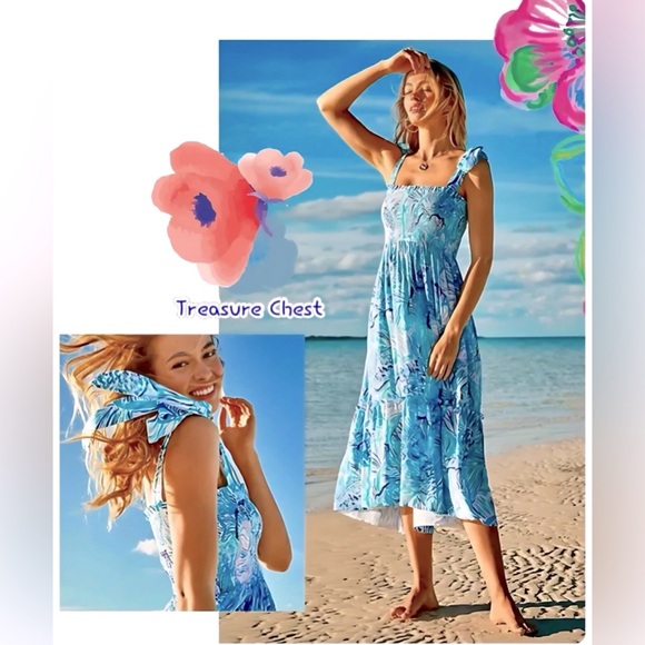Lilly Pulitzer Dresses & Skirts - Lilly Pulitzer NWT Rivera Midi Dress Bermuda Blue Fishful Thinking Size XL